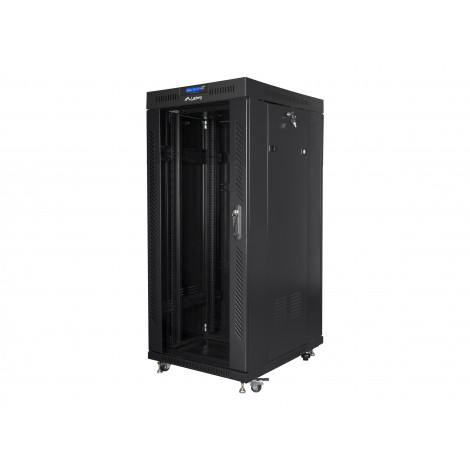 Lanberg Rack cabinet 19" free-standing 27U/600x800 (flat pack) with glass door lCD V2, black | Lanberg