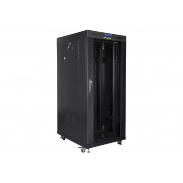 Lanberg Rack cabinet 19" free-standing 27U/600x800 (flat pack) with glass door lCD V2, black | Lanberg