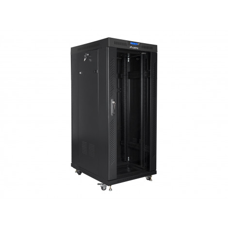 Lanberg Rack cabinet 19" free-standing 27U/600x800 (flat pack) with glass door lCD V2, black | Lanberg