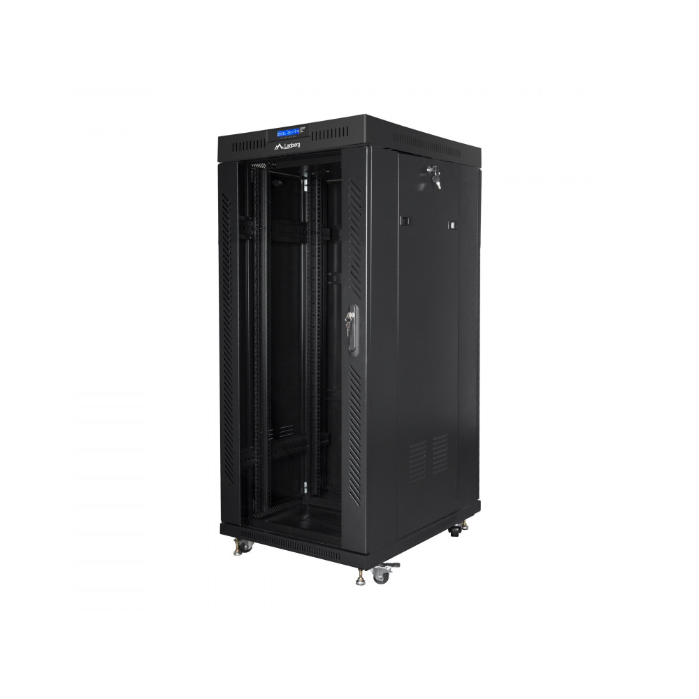 Lanberg Rack cabinet 19" free-standing 27U/800x1000 (flat pack) with glass door lCD V2, black | Lanberg