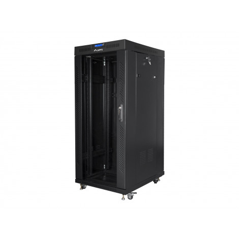 Lanberg Rack cabinet 19" free-standing 27U/800x1000 (flat pack) with glass door lCD V2, black | Lanberg