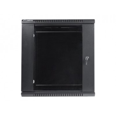 Lanberg Rack cabinet 19" wall-mount 12U/600x450 (flat pack) with glass door V2, black | Lanberg