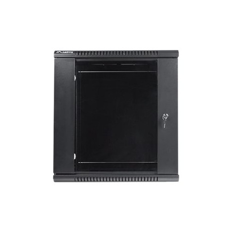 Lanberg Rack cabinet 19" wall-mount 12U/600x450 (flat pack) with glass door V2, black | Lanberg