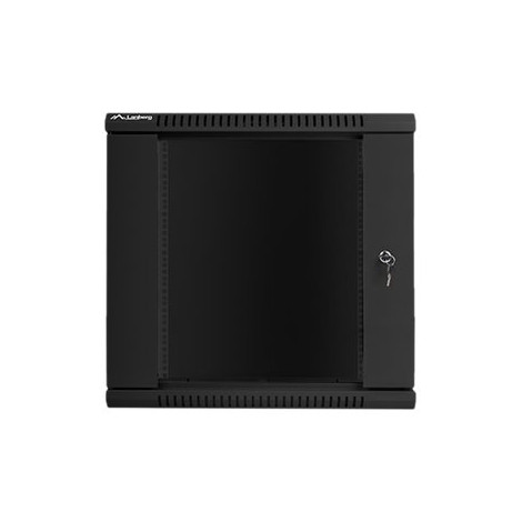 Lanberg Rack cabinet 19" wall-mount 12U/600x600 (flat pack) with glass door V2, black | Lanberg