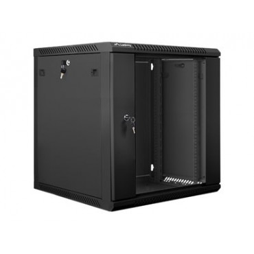 Lanberg Rack cabinet 19" wall-mount 12U/600x600 (flat pack) with glass door V2, black | Lanberg