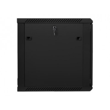 Lanberg Rack cabinet 19" wall-mount 12U/600x600 (flat pack) with glass door V2, black | Lanberg