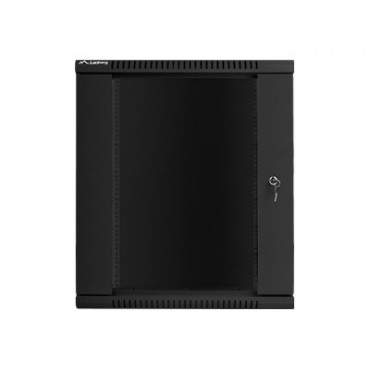 Lanberg Rack cabinet 19" wall-mount 15U/600x600 (flat pack) with glass door V2, black | Lanberg