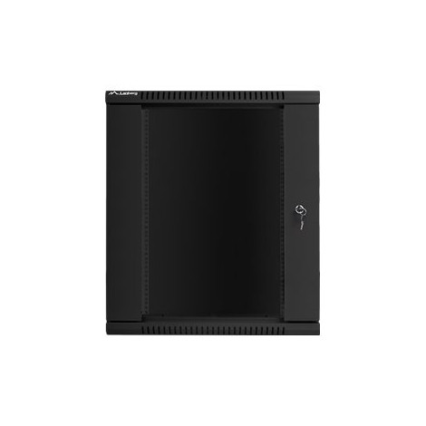 Lanberg Rack cabinet 19" wall-mount 15U/600x600 (flat pack) with glass door V2, black | Lanberg