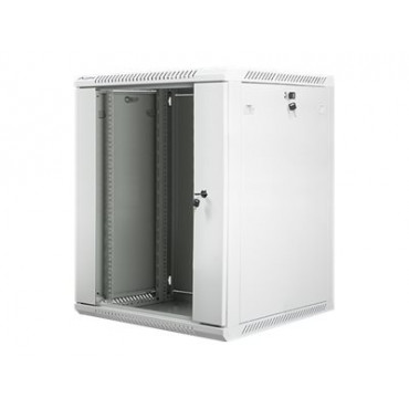 Lanberg Rack cabinet 19" wall-mount 15U/600x600 (flat pack) with glass door V2, grey | Lanberg