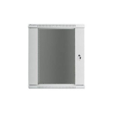 Lanberg Rack cabinet 19" wall-mount 15U/600x600 (flat pack) with glass door V2, grey | Lanberg