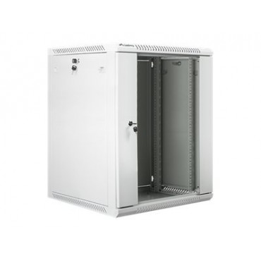 Lanberg Rack cabinet 19" wall-mount 15U/600x600 (flat pack) with glass door V2, grey | Lanberg