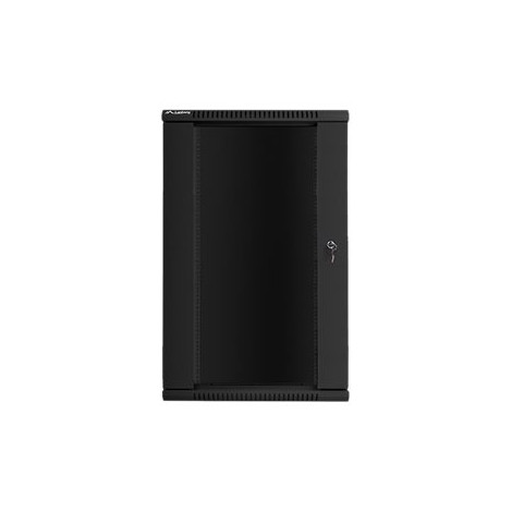Lanberg Rack cabinet 19" wall-mount 22U/600x450 (flat pack) with glass door V2, black | Lanberg