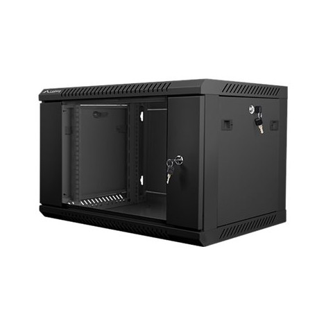 Lanberg Rack cabinet 19" wall-mount 6U/600x450 (flat pack) with glass door V2, black | Lanberg