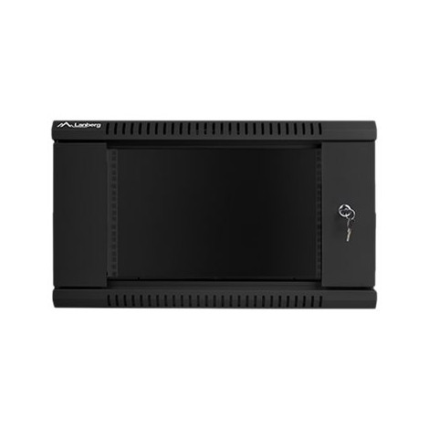Lanberg Rack cabinet 19" wall-mount 6U/600x450 (flat pack) with glass door V2, black | Lanberg