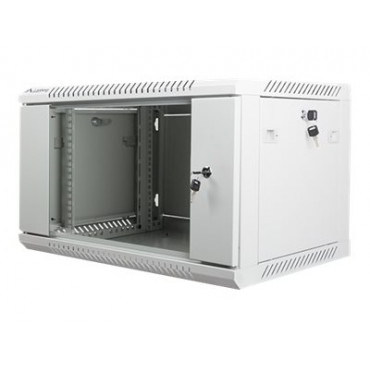 Lanberg Rack cabinet 19" wall-mount 6U/600x450 (flat pack) with glass door V2, grey | Lanberg