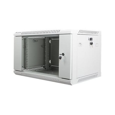 Lanberg Rack cabinet 19" wall-mount 6U/600x450 (flat pack) with glass door V2, grey | Lanberg