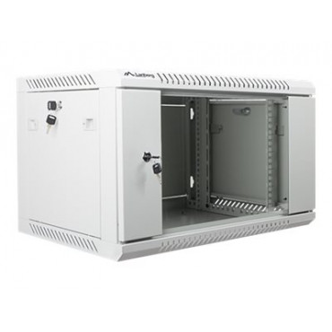 Lanberg Rack cabinet 19" wall-mount 6U/600x450 (flat pack) with glass door V2, grey | Lanberg