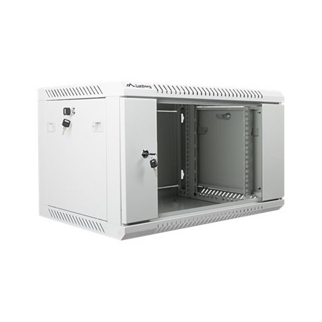 Lanberg Rack cabinet 19" wall-mount 6U/600x450 (flat pack) with glass door V2, grey | Lanberg