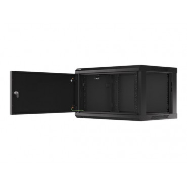 Lanberg Rack cabinet 19" wall-mount 6U/600x450 for self-assembly with metal door (flat pack), black | Lanberg