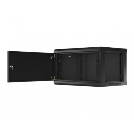 Lanberg Rack cabinet 19" wall-mount 6U/600x450 for self-assembly with metal door (flat pack), black | Lanberg