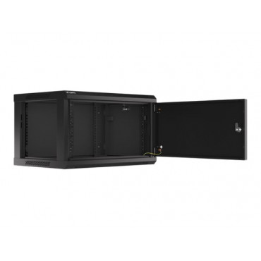 Lanberg Rack cabinet 19" wall-mount 6U/600x450 for self-assembly with metal door (flat pack), black | Lanberg