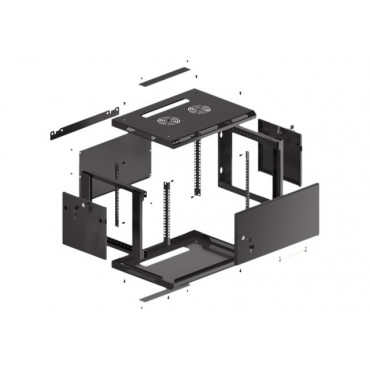 Lanberg Rack cabinet 19" wall-mount 6U/600x450 for self-assembly with metal door (flat pack), black | Lanberg