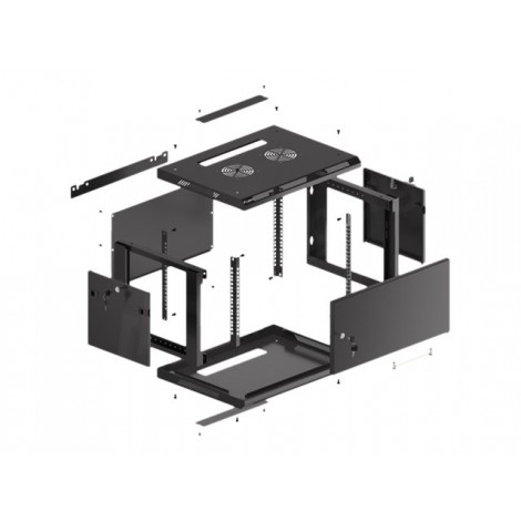 Lanberg Rack cabinet 19" wall-mount 6U/600x450 for self-assembly with metal door (flat pack), black | Lanberg