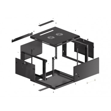Lanberg Rack cabinet 19" wall-mount 6U/600x600 for self-assembly with metal door (flat pack), black | Lanberg