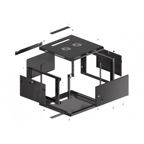 Lanberg Rack cabinet 19" wall-mount 6U/600x600 for self-assembly with metal door (flat pack), black | Lanberg
