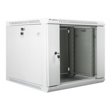 Lanberg Rack cabinet 19" wall-mount 9U/600x600 (flat pack) with glass door V2, grey | Lanberg
