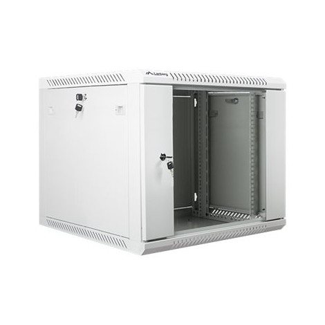 Lanberg Rack cabinet 19" wall-mount 9U/600x600 (flat pack) with glass door V2, grey | Lanberg