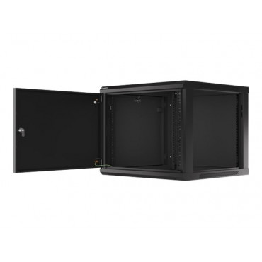 Lanberg Rack cabinet 19" wall-mount 9U/600x600 (flat pack) for self-assembly with metal door, black | Lanberg