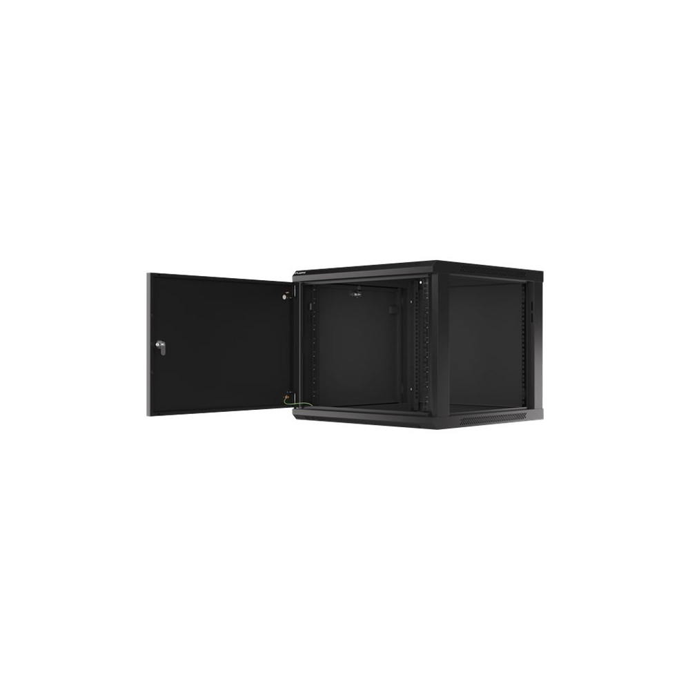 Lanberg Rack cabinet 19" wall-mount 9U/600x600 (flat pack) for self-assembly with metal door, black | Lanberg