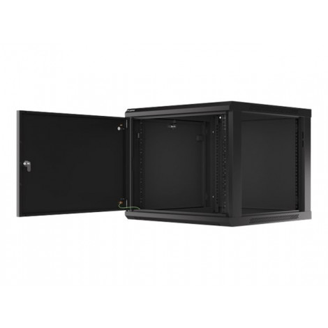 Lanberg Rack cabinet 19" wall-mount 9U/600x600 (flat pack) for self-assembly with metal door, black | Lanberg