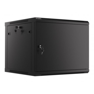 Lanberg Rack cabinet 19" wall-mount 9U/600x600 (flat pack) for self-assembly with metal door, black | Lanberg