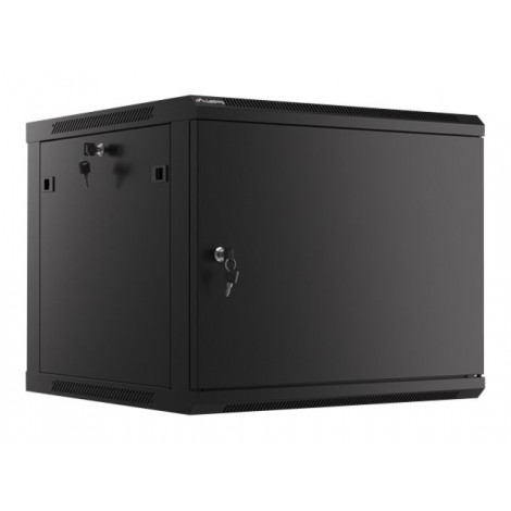 Lanberg Rack cabinet 19" wall-mount 9U/600x600 (flat pack) for self-assembly with metal door, black | Lanberg