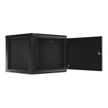 Lanberg Rack cabinet 19" wall-mount 9U/600x600 (flat pack) for self-assembly with metal door, black | Lanberg