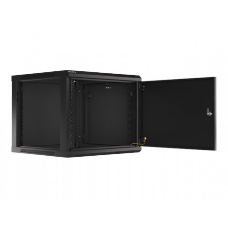 Lanberg Rack cabinet 19" wall-mount 9U/600x600 (flat pack) for self-assembly with metal door, black | Lanberg