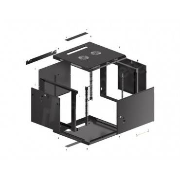 Lanberg Rack cabinet 19" wall-mount 9U/600x600 (flat pack) for self-assembly with metal door, black | Lanberg