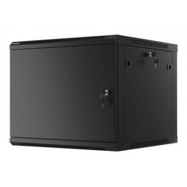 Lanberg Rack cabinet 19" wall-mount 9U/600x600 (flat pack) for self-assembly with metal door, black | Lanberg