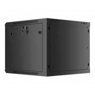 Lanberg Rack cabinet 19" wall-mount 9U/600x600 (flat pack) for self-assembly with metal door, black | Lanberg