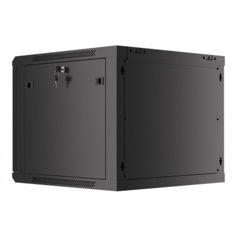 Lanberg Rack cabinet 19" wall-mount 9U/600x600 (flat pack) for self-assembly with metal door, black | Lanberg