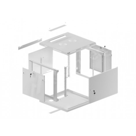 Lanberg Rack cabinet 19" wall-mount 9U/600x600 (flat pack) for self-assembly with metal door, grey | Lanberg