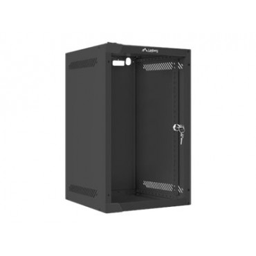 Lanberg Rack cabinet 10" wall-mount 9U/280x310 (flat pack) with glass door, black | Lanberg