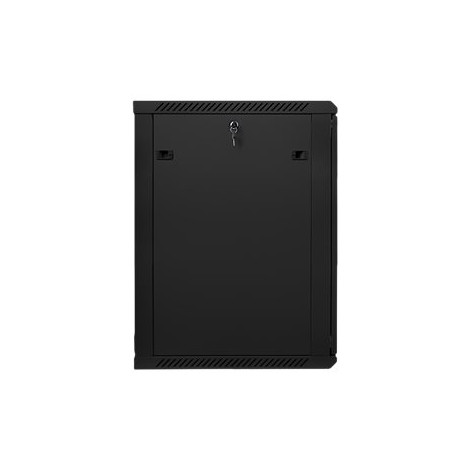 Lanberg Rack cabinet 19" wall-mount 18U/600x600 (flat pack) with glass door V2, black | Lanberg