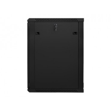 Lanberg Rack cabinet 19" wall-mount 18U/600x600 (flat pack) with glass door V2, black | Lanberg