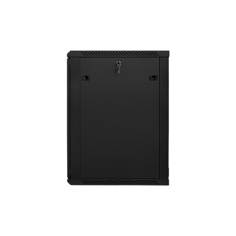 Lanberg Rack cabinet 19" wall-mount 18U/600x600 (flat pack) with glass door V2, black | Lanberg