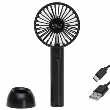 Adler Mini USB Fan | AD 7338 | Desk fan | Black | Diameter 7 cm | Number of speeds 3