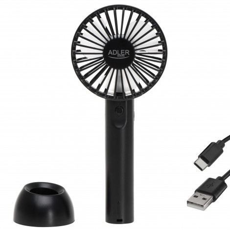 Adler Mini USB Fan | AD 7338 | Desk fan | Black | Diameter 7 cm | Number of speeds 3