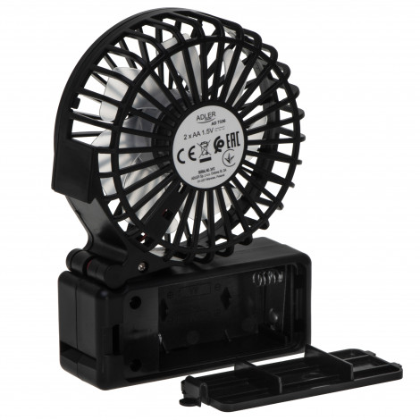 Adler Foldable mini fan | AD 7336 | Desk fan | Black | Diameter 6.5 cm | Number of speeds 1